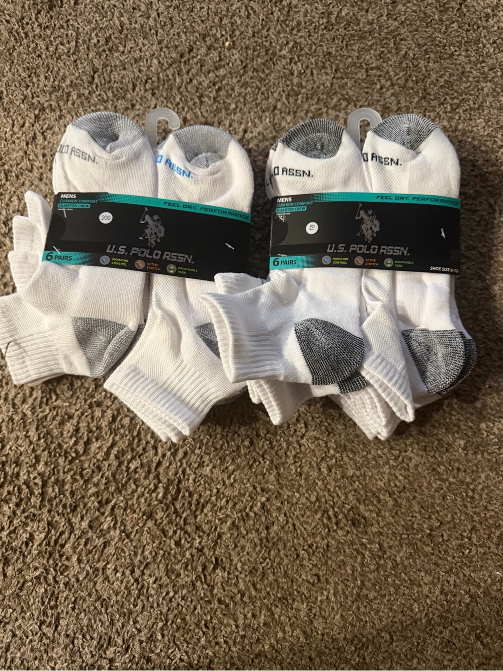U.S. Polo Assn. White Low-Cut Athletic Socks with Gray Accents - 12 Pack (2x6)
